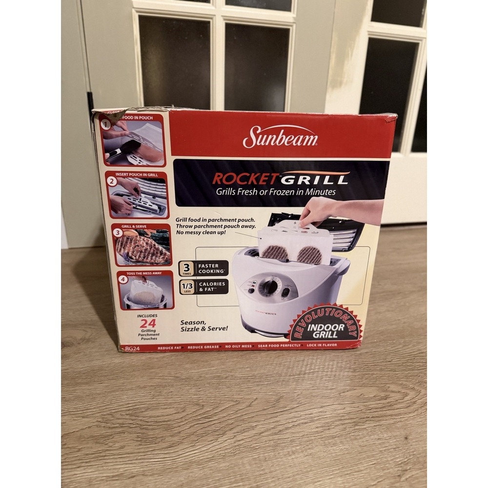 Brand NEW Sunbeam Rocket Grill Indoor Electric Grill White Black for Meat
